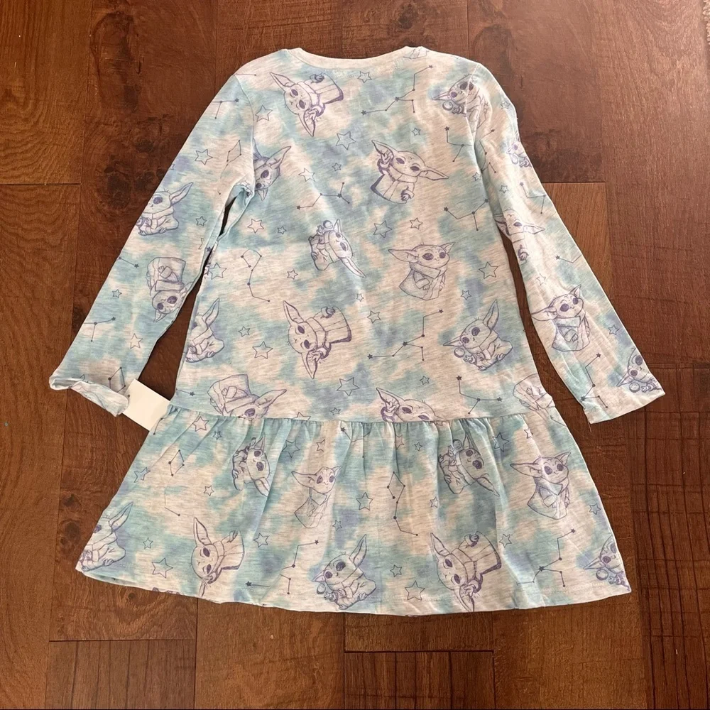 NWT long sleeve LS girls youth lightweight baby yoda dress XL